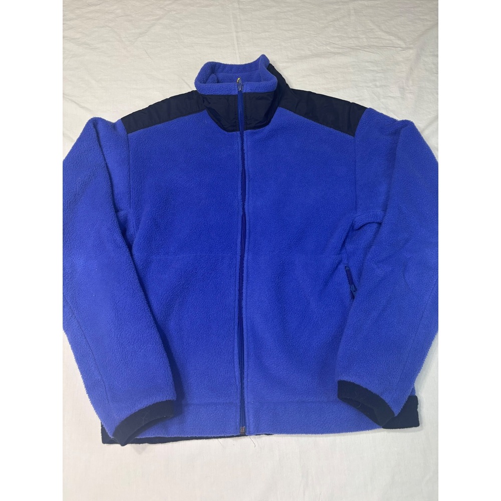 Vintage REI Fleece Jacket Mens Tall Large Blue Full Zip Made in USA Mock Neck